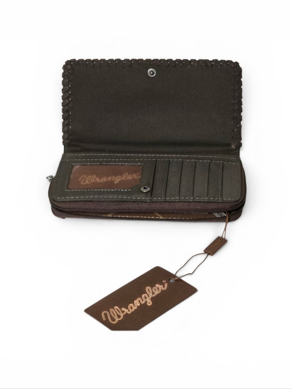 Wrangler Pink Cowboy Print Wallet NWT Western Zip Around Clutch Retro Cowgirl - Picture 2 of 5